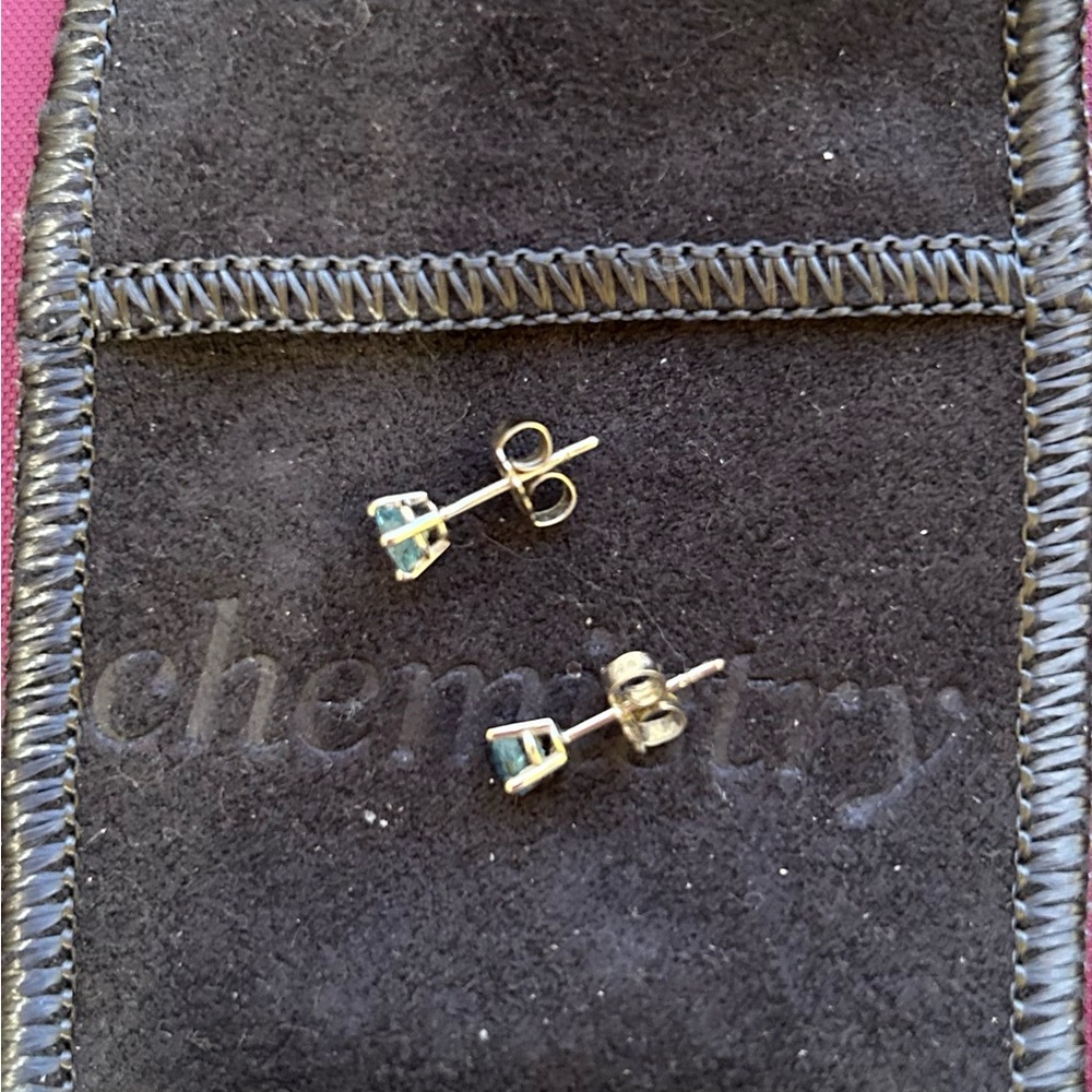 Zales 10k white gold blue topaz earrings - Picture 2 of 4